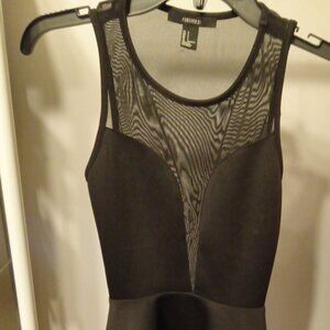Forever 21 little black dress with sheer front and back accents size small